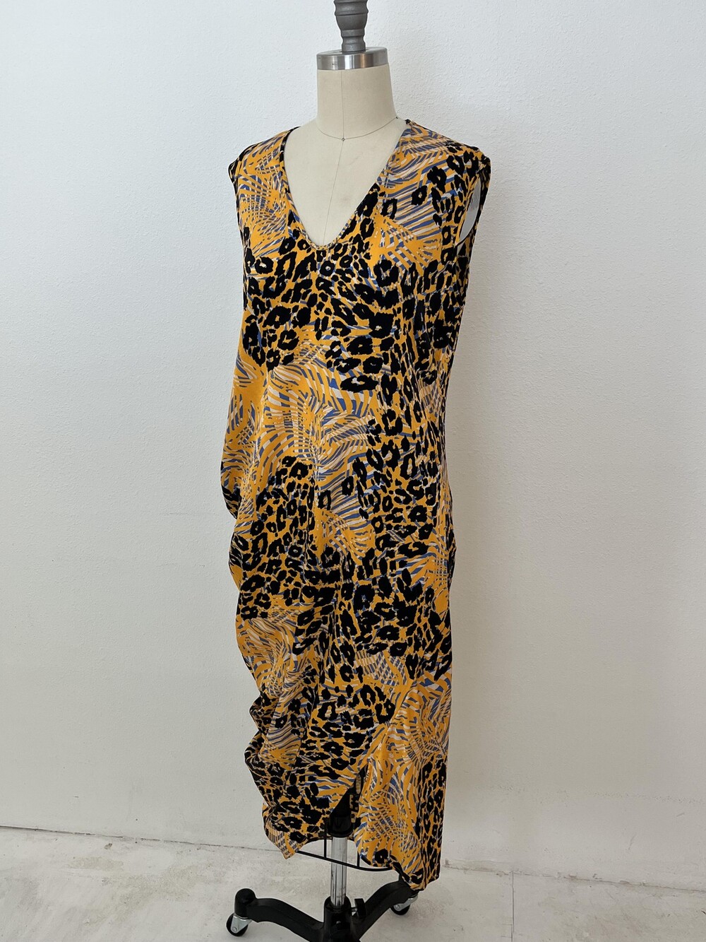 Maria Cornejo Silk Dress Animalia Bias Cut Womens 4 Leopard Animal Print USA